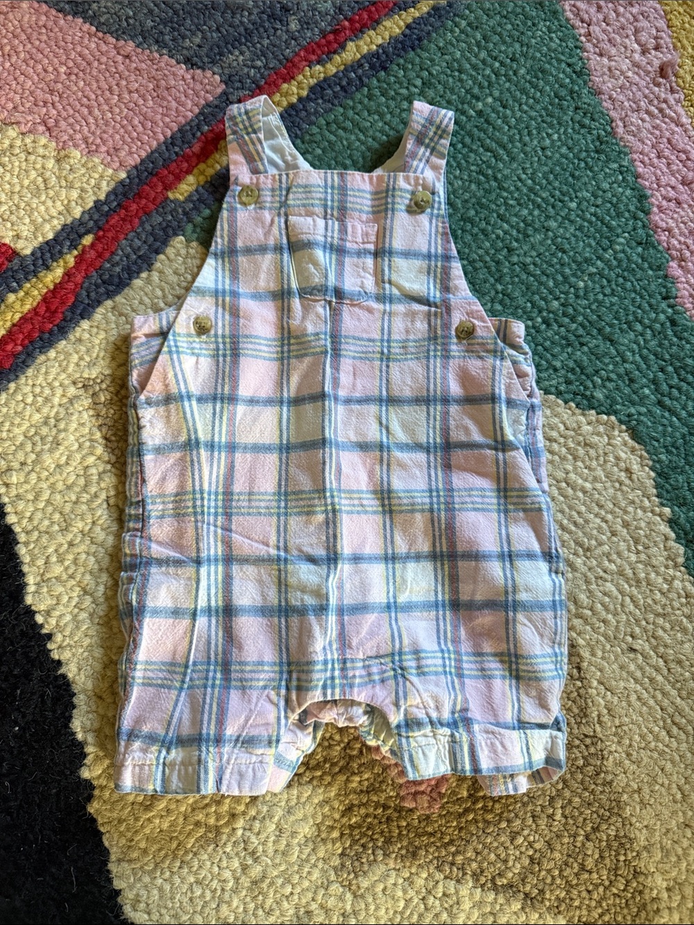 Janie and Jack Pastel Plaid Shortalls in Pink and Blue
